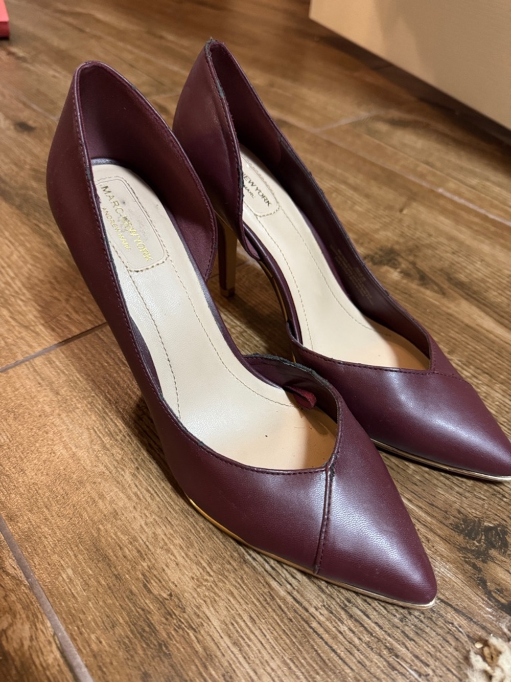 Marc Fisher Pointed Toe Burgundy Leather Pumps